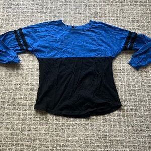 Long sleeve football style cotton tee, color block, medium